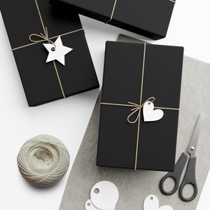 Black Wrapping Paper | Gift Wrap Papers | Eco Friendly | Matte or Satin | Birthday Gift | Simple Wrapping Paper for Wrapping Presents image 2