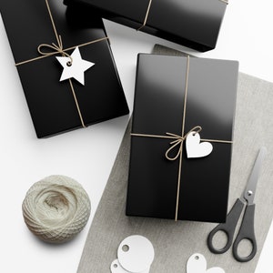 Black Wrapping Paper | Gift Wrap Papers | Eco Friendly | Matte or Satin | Birthday Gift | Simple Wrapping Paper for Wrapping Presents image 5