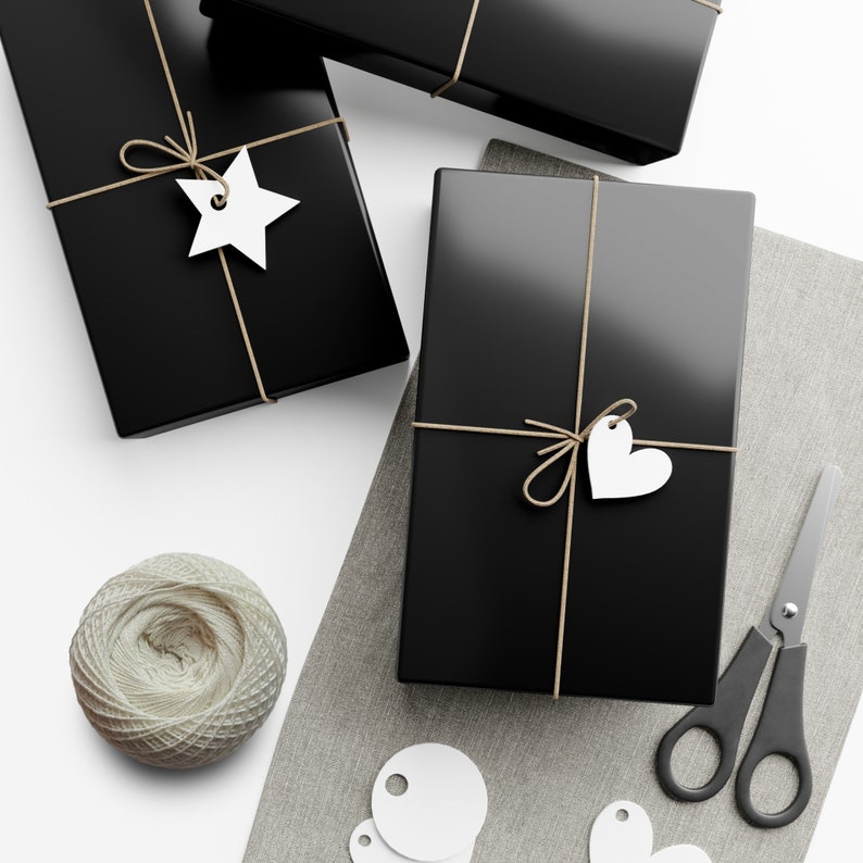 Black Wrapping Paper | Gift Wrap Papers | Eco Friendly | Matte or Satin | Birthday Gift | Simple Wrapping Paper for Wrapping Presents image 5