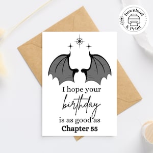 Tarjeta de cumpleaños de Bat Boy, tarjeta de envergadura del capítulo 55, tarjeta ACOTAR, tarjeta de una corte de espinas y rosas, tarjeta de 5x7" y 4,25 x 5,5" + sobres