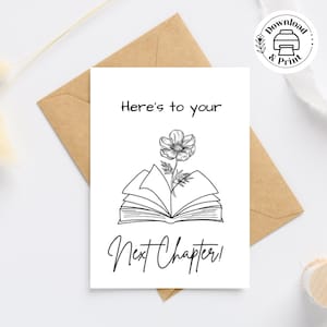 Aquí está tu próximo capítulo, tarjeta de cumpleaños de Bookworm, tarjeta de flores, tarjeta de lector de Booktok Bookstagram, tarjeta de 5 x 7" y 4,25 x 5,5" + sobres