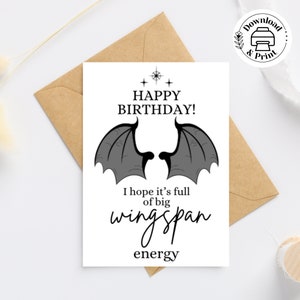 Big Wingspan Energy-verjaardagskaart, Chapter 55 Bat Boy, ACOTAR-kaart, A Court of Thorns and Roses-kaart, kaart van 5 x 7 en 4,25 x 5,5 inch + enveloppen