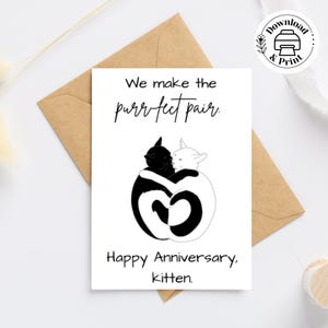 Joyeux anniversaire, carte Nous faisons la paire, carte chat mignon, jeu de mots avec blague papa, surnom chaton 5 x 7 po. + carte 4,25 x 5,5 po. + enveloppes