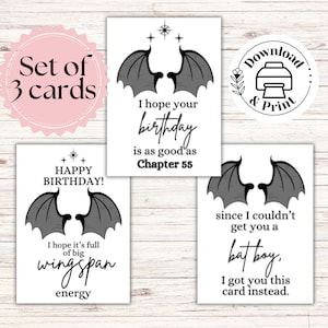 Set van 3 Bat Boy-verjaardagskaarten, Chapter 55 spanwijdte afdrukbare ACOTAR-kaart, A Court of Thorns and Roses 5 x 7" + 4,25 x 5,5" kaart + enveloppen