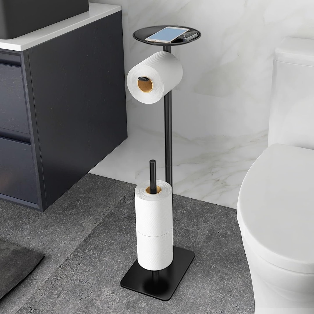 Metal Toilet Paper Stand With Storage Top Shelf Toilet Paper Etsy