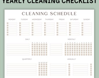 EDITABLE Cleaning Checklist, Yearly Cleaning Checklist, Cleaning Schedule, Household Planner, Family Chore Chart