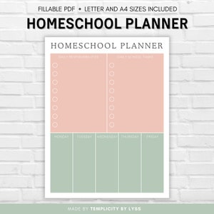 Homeschool Planner, Student Planner, Academic Planner, College Planner, Chore Chart for Kids