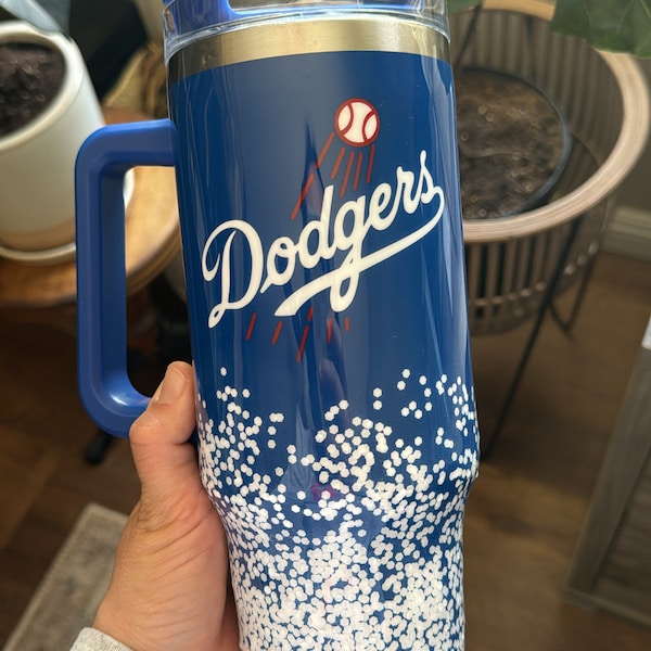 40 oz Baseball White Glitter Epoxy Tumbler | Personalized Baseball Fan Cup | Custom Team Spirit Gift | Stainless Steel Sports Tumbler