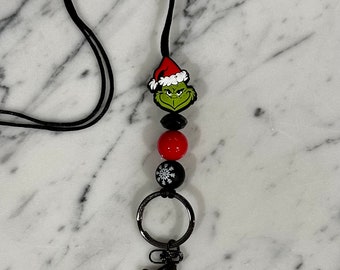 Grinch Christmas Teacher Lanyard - Work Badge Lanyard - Holiday Badge Holder