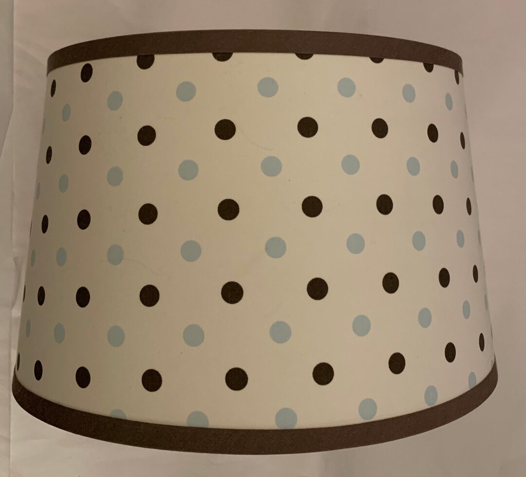 Polka Dot Lamp Shade Light Blue and Brown Preowned Etsy
