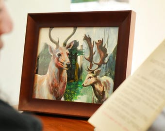 スタジオで研究された「鹿」の絵（紙に描かれたもの）