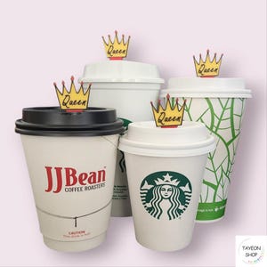 Reusable Drink Stopper Crown by TayeonShop -Reusable/Hot/Iced Cup|Unique&Useful 3D Printed Small Gift ideas|Coffee Stopper-JJ Bean,Starbucks