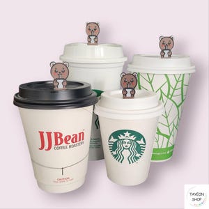 Reusable Drink Stopper Drinking Brown Bear by TayeonShop-Reusable/Hot/Iced Cup|Unique&Useful 3D Printed Small Gift ideas -JJ Bean, Starbucks
