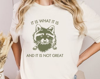 What It Is And It Is Not Great Shirt, Funny Raccoon T-Shirt, Mental Health Shirt, Raccoon Lovers Shirt, Cotton Crewneck Tee, Racoon