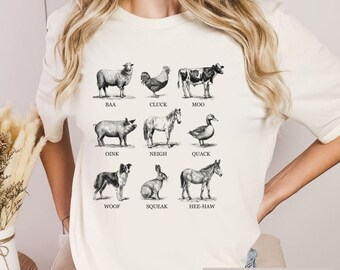 Camisa divertida de animales de granja, regalo de amantes de la granja, camisa de granja, regalos de granjero, camiseta de vida de granja, regalo de mamá de granja, camiseta de chica de campo, vida en el campo