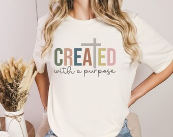 Chemise créée avec un but, Cadeau pour l'église, Vêtements chrétiens, Chemise Jésus, Chemise religieuse, Chemise chrétienne pour femme, Vêtements chrétiens
