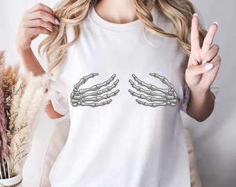 Funny Skeleton Hands Halloween Shirt, Spooky Season Shirt, Fall Graphic Tee, Womens Halloween Shirt, Skeleton Shirt, Funny Halloween Shirt