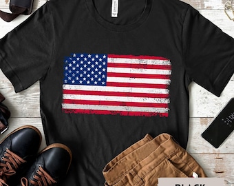 Camisa com bandeira americana, camiseta patriótica, camisa dos EUA, bandeira dos EUA, camisa vermelha branca e azul, camisa da América, camisa do Dia da Independência, 4 de julho