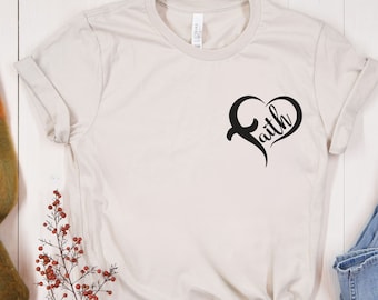 Glaube Herz Shirt, christliches Shirt, Jesus Shirt, Glaube basiert, Geschenk für Kirche, minimalistisches christliches Shirt, religiöses Shirt, christliches T-Shirt