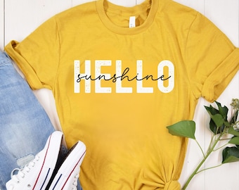Camicia Hello Sunshine, Camicia primaverile, Sole, Camicia estiva, Vibrazioni estive, Camicia alla moda, Regalo primaverile, T-shirt primaverile da donna, Camicia da donna alla moda