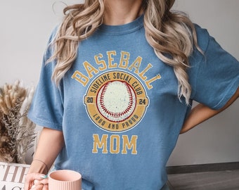Baseball Mom Comfort Colors® Shirt, Sports Mom Shirt, Baseball Mama, Mom T-Shirt, Baseball Lovers Tee, Retro Varsity Shirt, Preppy Baseball