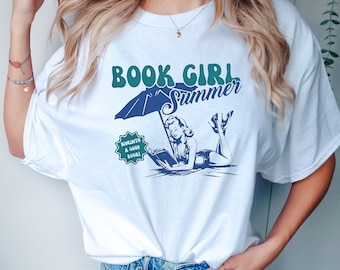 ブックガール サマー シャツ、本好きへのギフト、レトロなブックシャツ、ブックシャツ、彼女への本好きギフト、読書家へのギフト、サマーガール シャツ、Booktok