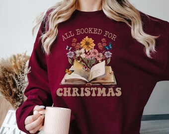Todo reservado para sudadera de Navidad, camisa de Navidad para amantes de los libros, regalo de ratón de biblioteca, sudadera de libro, camisa de lectura, camisa de libro de Navidad