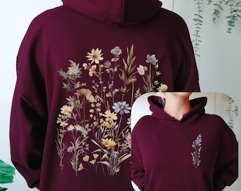 Cottagecore Shirt, Vintage Hoodie, Boho Sweatshirt, Pressed Flower Sweatshirt, Vintage Wildflower Shirt, Flower Shirt, Botanical Pullover