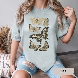 Comfort Colors® Vintage Butterfly Shirt, Butterfly Drawing Shirt, Aesthetic Shirt, Nature Lovers, Boho Shirt, Cottagecore Butterfly Shirt