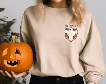 Spooky Halloween Sweatshirt, Halloween Sweater, Spooky Season, 2023 Happy Halloween, Ghost Sweater, Spooky Shirt, Halloween Tee, Minimalist