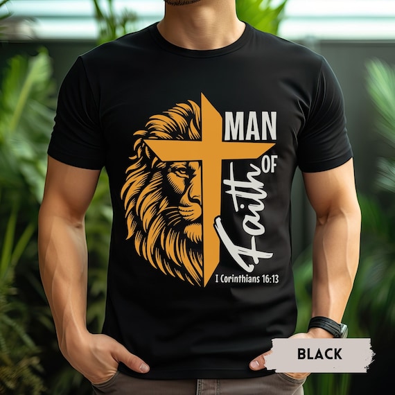 Man of Faith Colorful Cross Christian T Shirt Man of Faith Colorful Cross Christian T Shirt