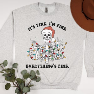 Chemise de Noël squelette, sweat-shirt de Noël squelette, sweat-shirt pour cadeau, Noël squelette, cadeau de Noël de famille, chemise morte à l&#39;intérieur