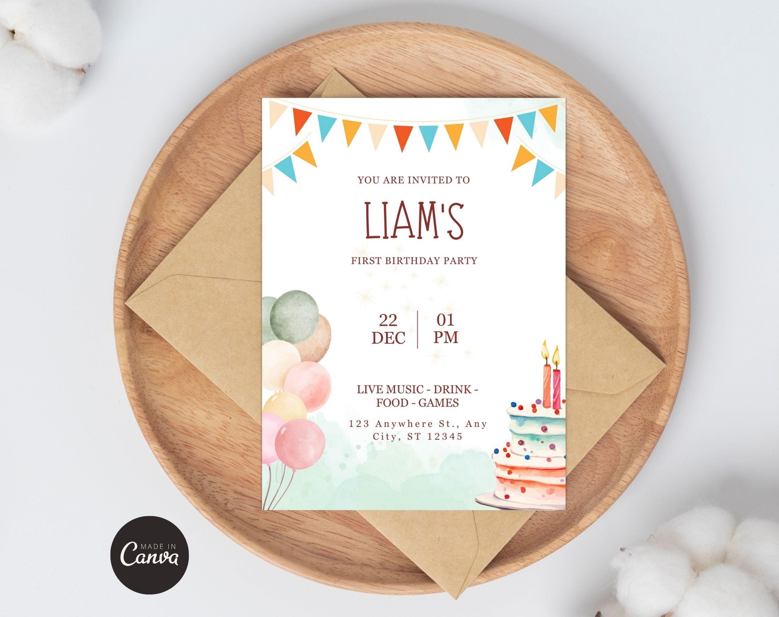 Editable Birthday Invitation Canva Template - Birthday Fun With Cake ...