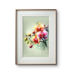 Orchid Watercolor Print Flower Painting Wall Decor Floral  wall Decor Home Decor Gift for Her Orchid Lover Gif Gift Idea for Her