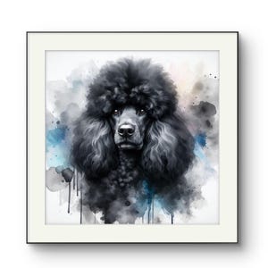 Standard Black Poodle Watercolor Portrait Custom Art Print Dog Lover Gift Pet Art Canvas Wall Art Decor Home Decor