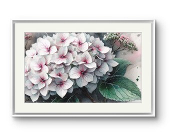 White Hydrangea Watercolor Print: Floral Wall Art Poster