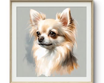 Chihuahua Watercolor Portrait: Personalized Dog Art Print, Canvas