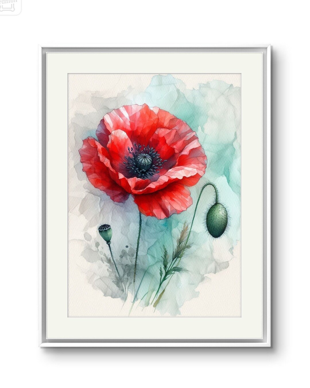 Red Poppy Watercolor Print: Floral Wall Art Poster - Etsy