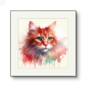 Red Cat Portrait Art Print Canvas Watercolor Wall Art Decor Pet Lover Wall Art Gift Birthday Gift Home Decor Cat Lover Personalized Gift