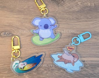 Surfin' Critters Double Sided Keychains