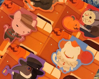 Spooky Cats Halloween Horror Magnetic Bookmarks