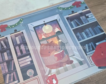 Holiday Library Art Print