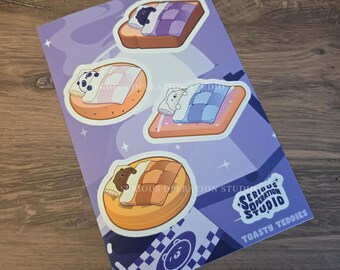 Toasty Teddies Waterproof Vinyl Sticker Sheet