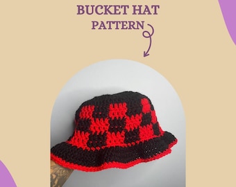 Modello per cappello a secchiello all'uncinetto a scacchiera