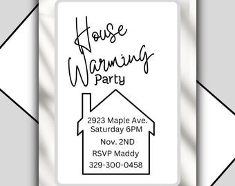 Modern Housewarming Invitation: New Home Party, Editable Template (Digital Download)