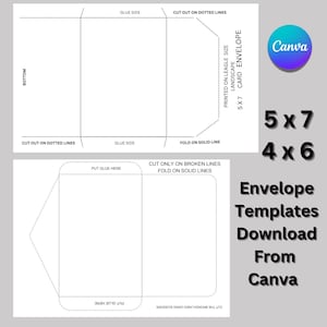 Enveloppes numériques pour cartes, 5 x 7 et 4 x 6 modèles de découpe Facile à imprimer Téléchargement instantané Enveloppes numériques Designs Modèles imprimables