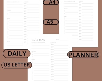 Minimalist Daily Planner Printable: A4, A5, US Letter (PDF)