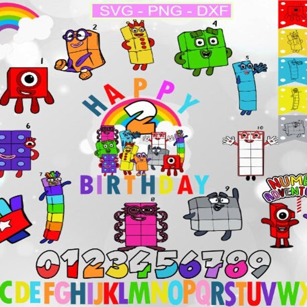 Numberblocks Numbers Svg Bundle ,Clipart,Png Cut Ready Layered files Cricut and Silhouette, Sublimation Digital Download