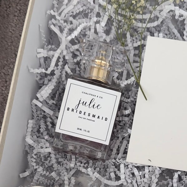 Cadeau de proposition de demoiselle d'honneur minimaliste moderne - Modèle d'étiquette personnalisé pour parfum, bougie ou vin
