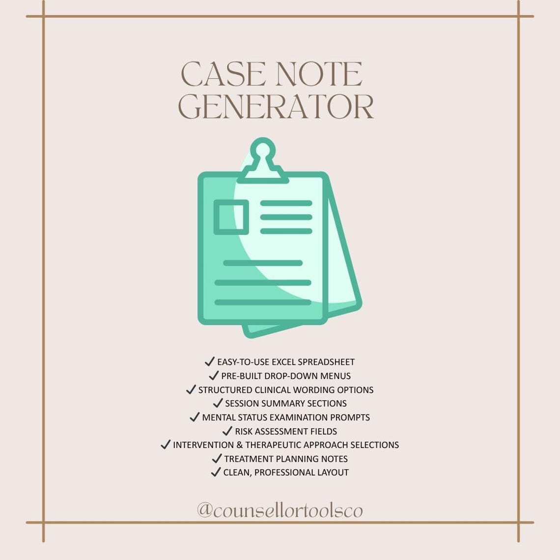 Case Note Generator – Excel Template for Therapists & Counsellors - Etsy